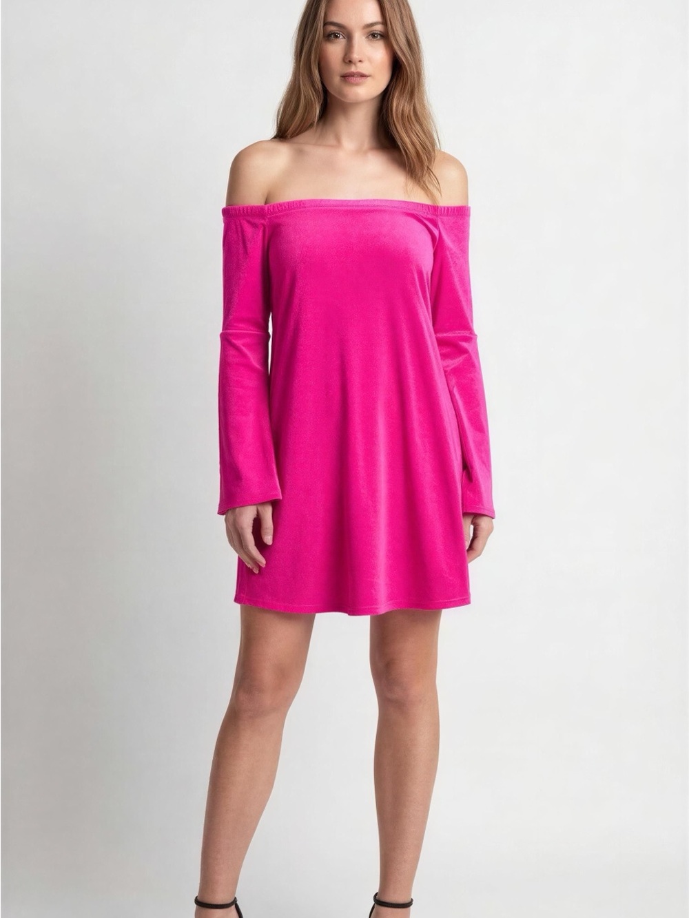 Torrid Hot Pink Off-Shoulder Skater Mini Dress